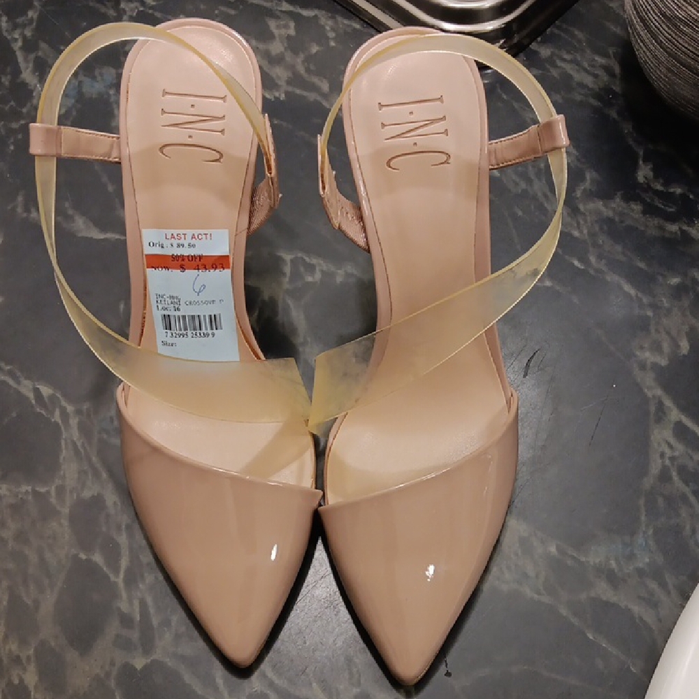 INC International Concepts Tan Slingback Heels